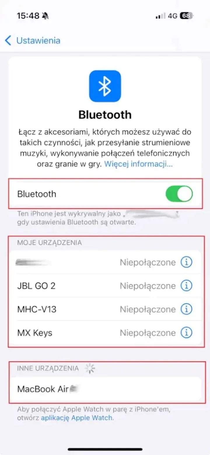 Bluetooth transfer danych telefon laptop